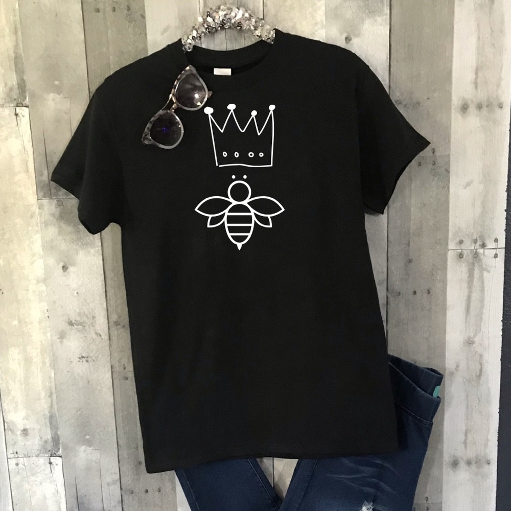 Queen Bee Black Graphic Tee Shirt Small-3Xl